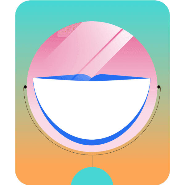 Ilustración de una sonrisa reflejada en un espejo